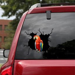 Parrot Crack Window Decal Custom 3d Car Decal Vinyl Aesthetic Decal Funny Stickers Cute Gift Ideas Ae10859 Car Vinyl Decal Sticker Window Decals, Peel and Stick Wall Decals 18x18IN 2PCS