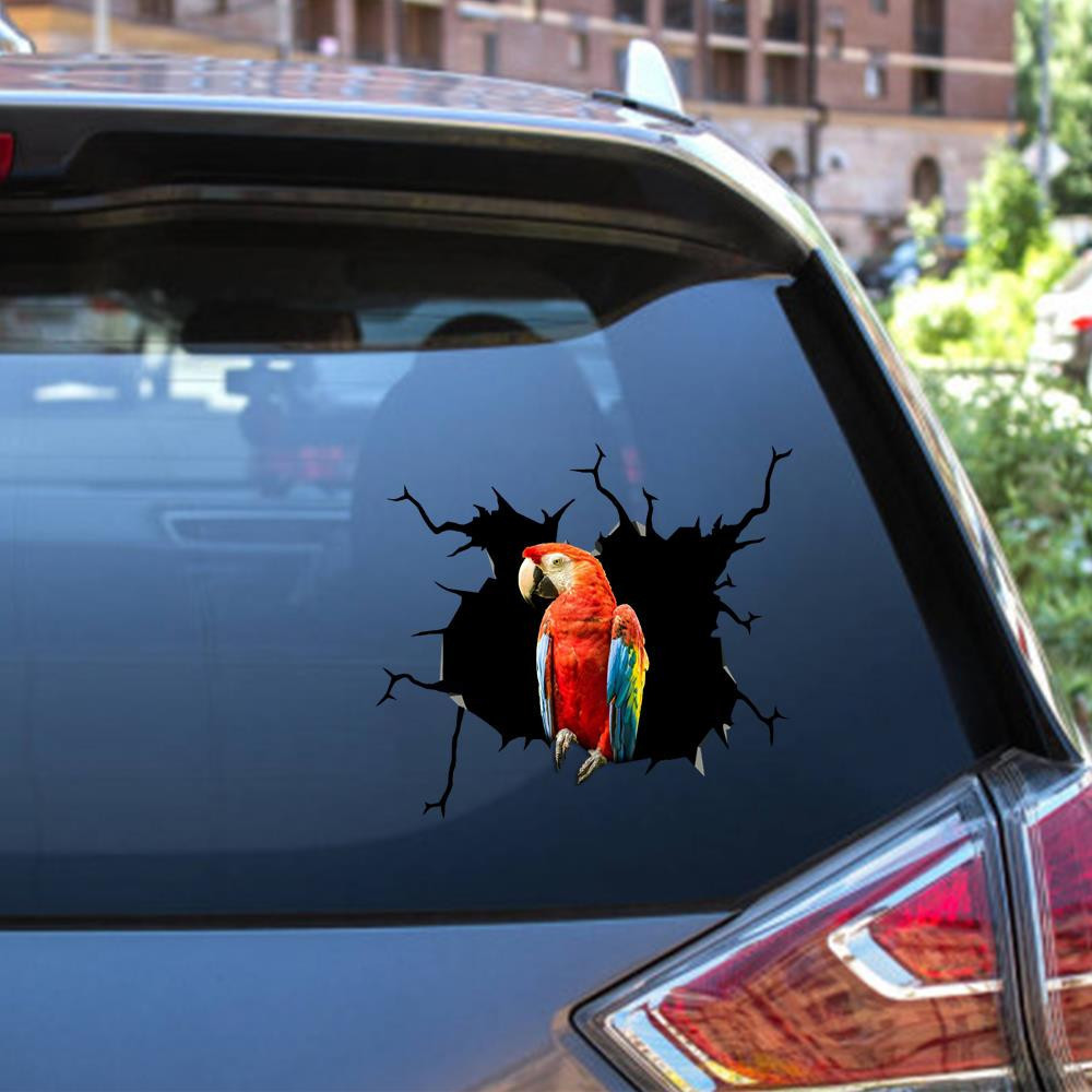 Parrot Crack Window Decal Custom 3d Car Decal Vinyl Aesthetic Decal Funny Stickers Cute Gift Ideas Ae10859 Car Vinyl Decal Sticker Window Decals, Peel and Stick Wall Decals 12x12IN 2PCS