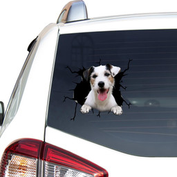 Parson Russell Terrier Crack Window Decal Custom 3d Car Decal Vinyl Aesthetic Decal Funny Stickers Cute Gift Ideas Ae10884 Car Vinyl Decal Sticker Window Decals, Peel and Stick Wall Decals