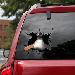 Penguin Crack Window Decal Custom 3d Car Decal Vinyl Aesthetic Decal Funny Stickers Home Decor Gift Ideas Car Vinyl Decal Sticker Window Decals, Peel and Stick Wall Decals 18x18IN 2PCS