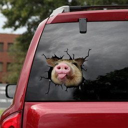 Pig Crack Window Decal Custom 3d Car Decal Vinyl Aesthetic Decal Funny Stickers Cute Gift Ideas Ae10892 Car Vinyl Decal Sticker Window Decals, Peel and Stick Wall Decals 18x18IN 2PCS