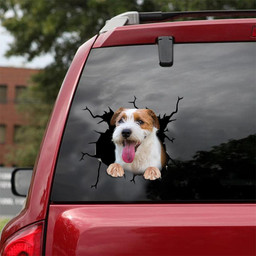 Parson Russell Terrier Crack Window Decal Custom 3d Car Decal Vinyl Aesthetic Decal Funny Stickers Cute Gift Ideas Ae10885 Car Vinyl Decal Sticker Window Decals, Peel and Stick Wall Decals 18x18IN 2PCS