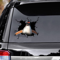 Penguin Crack Window Decal Custom 3d Car Decal Vinyl Aesthetic Decal Funny Stickers Home Decor Gift Ideas Car Vinyl Decal Sticker Window Decals, Peel and Stick Wall Decals