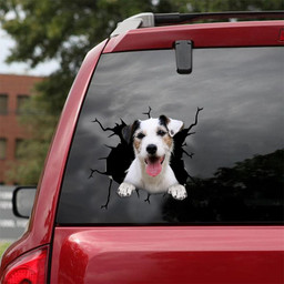 Parson Russell Terrier Crack Window Decal Custom 3d Car Decal Vinyl Aesthetic Decal Funny Stickers Cute Gift Ideas Ae10884 Car Vinyl Decal Sticker Window Decals, Peel and Stick Wall Decals 18x18IN 2PCS