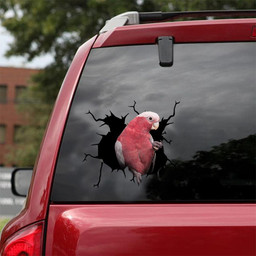Pink Galah Crack Window Decal Custom 3d Car Decal Vinyl Aesthetic Decal Funny Stickers Home Decor Gift Ideas Car Vinyl Decal Sticker Window Decals, Peel and Stick Wall Decals 18x18IN 2PCS