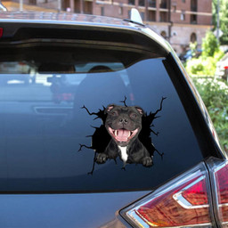 Pitbull Dog Breeds Dogs Puppy Crack Window Decal Custom 3d Car Decal Vinyl Aesthetic Decal Funny Stickers Cute Gift Ideas Ae10902 Car Vinyl Decal Sticker Window Decals, Peel and Stick Wall Decals 12x12IN 2PCS