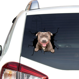 Pitbull Dog Breeds Dogs Puppy Crack Window Decal Custom 3d Car Decal Vinyl Aesthetic Decal Funny Stickers Cute Gift Ideas Ae10898 Car Vinyl Decal Sticker Window Decals, Peel and Stick Wall Decals