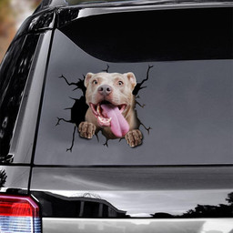 Pitbull Dog Breeds Dogs Puppy Crack Window Decal Custom 3d Car Decal Vinyl Aesthetic Decal Funny Stickers Cute Gift Ideas Ae10899 Car Vinyl Decal Sticker Window Decals, Peel and Stick Wall Decals