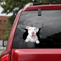 Pitbull Dog Breeds Dogs Puppy Crack Window Decal Custom 3d Car Decal Vinyl Aesthetic Decal Funny Stickers Cute Gift Ideas Ae10900 Car Vinyl Decal Sticker Window Decals, Peel and Stick Wall Decals 18x18IN 2PCS