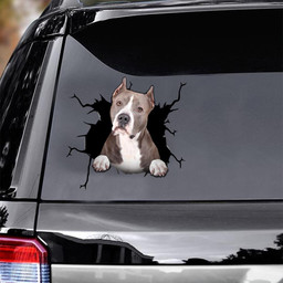 Pitbull Dog Breeds Dogs Puppy Crack Window Decal Custom 3d Car Decal Vinyl Aesthetic Decal Funny Stickers Cute Gift Ideas Ae10904 Car Vinyl Decal Sticker Window Decals, Peel and Stick Wall Decals