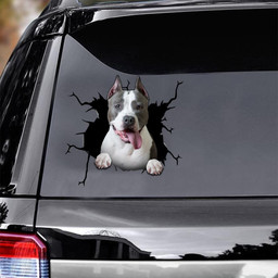 Pitbull Dog Breeds Dogs Puppy Crack Window Decal Custom 3d Car Decal Vinyl Aesthetic Decal Funny Stickers Cute Gift Ideas Ae10903 Car Vinyl Decal Sticker Window Decals, Peel and Stick Wall Decals