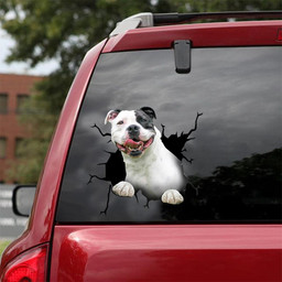 Pitbull Dog Breeds Dogs Puppy Crack Window Decal Custom 3d Car Decal Vinyl Aesthetic Decal Funny Stickers Cute Gift Ideas Ae10901 Car Vinyl Decal Sticker Window Decals, Peel and Stick Wall Decals 18x18IN 2PCS