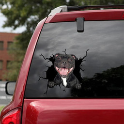 Pitbull Dog Breeds Dogs Puppy Crack Window Decal Custom 3d Car Decal Vinyl Aesthetic Decal Funny Stickers Cute Gift Ideas Ae10902 Car Vinyl Decal Sticker Window Decals, Peel and Stick Wall Decals 18x18IN 2PCS