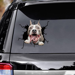 Pitbull Dog Breeds Dogs Puppy Crack Window Decal Custom 3d Car Decal Vinyl Aesthetic Decal Funny Stickers Cute Gift Ideas Ae10908 Car Vinyl Decal Sticker Window Decals, Peel and Stick Wall Decals