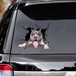 Pitbull Dog Breeds Dogs Puppy Crack Window Decal Custom 3d Car Decal Vinyl Aesthetic Decal Funny Stickers Cute Gift Ideas Ae10907 Car Vinyl Decal Sticker Window Decals, Peel and Stick Wall Decals