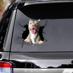 Pitbull Dog Breeds Dogs Puppy Crack Window Decal Custom 3d Car Decal Vinyl Aesthetic Decal Funny Stickers Cute Gift Ideas Ae10906 Car Vinyl Decal Sticker Window Decals, Peel and Stick Wall Decals