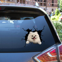 Pomeranian Crack Window Decal Custom 3d Car Decal Vinyl Aesthetic Decal Funny Stickers Cute Gift Ideas Ae10917 Car Vinyl Decal Sticker Window Decals, Peel and Stick Wall Decals 12x12IN 2PCS