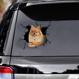 Pomeranian Crack Window Decal Custom 3d Car Decal Vinyl Aesthetic Decal Funny Stickers Cute Gift Ideas Ae10920 Car Vinyl Decal Sticker Window Decals, Peel and Stick Wall Decals