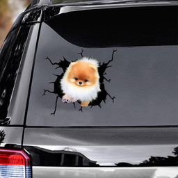 Pomeranian Crack Window Decal Custom 3d Car Decal Vinyl Aesthetic Decal Funny Stickers Cute Gift Ideas Ae10918 Car Vinyl Decal Sticker Window Decals, Peel and Stick Wall Decals