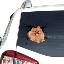 Pomeranian Crack Window Decal Custom 3d Car Decal Vinyl Aesthetic Decal Funny Stickers Cute Gift Ideas Ae10922 Car Vinyl Decal Sticker Window Decals, Peel and Stick Wall Decals