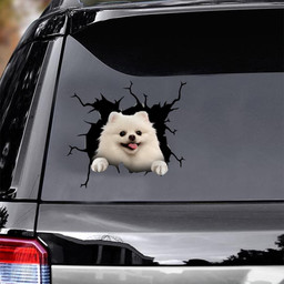 Pomeranian Crack Window Decal Custom 3d Car Decal Vinyl Aesthetic Decal Funny Stickers Cute Gift Ideas Ae10917 Car Vinyl Decal Sticker Window Decals, Peel and Stick Wall Decals