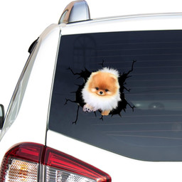 Pomeranian Crack Window Decal Custom 3d Car Decal Vinyl Aesthetic Decal Funny Stickers Cute Gift Ideas Ae10918 Car Vinyl Decal Sticker Window Decals, Peel and Stick Wall Decals