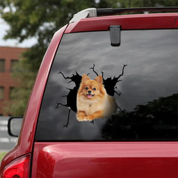 Pomeranian Crack Window Decal Custom 3d Car Decal Vinyl Aesthetic Decal Funny Stickers Cute Gift Ideas Ae10920 Car Vinyl Decal Sticker Window Decals, Peel and Stick Wall Decals 18x18IN 2PCS