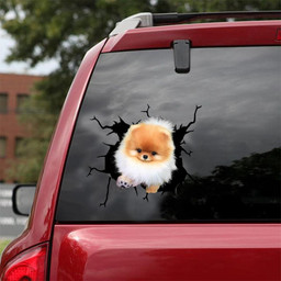 Pomeranian Crack Window Decal Custom 3d Car Decal Vinyl Aesthetic Decal Funny Stickers Cute Gift Ideas Ae10918 Car Vinyl Decal Sticker Window Decals, Peel and Stick Wall Decals 18x18IN 2PCS