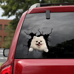 Pomeranian Crack Window Decal Custom 3d Car Decal Vinyl Aesthetic Decal Funny Stickers Cute Gift Ideas Ae10917 Car Vinyl Decal Sticker Window Decals, Peel and Stick Wall Decals 18x18IN 2PCS