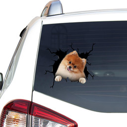 Pomeranian Crack Window Decal Custom 3d Car Decal Vinyl Aesthetic Decal Funny Stickers Cute Gift Ideas Ae10924 Car Vinyl Decal Sticker Window Decals, Peel and Stick Wall Decals