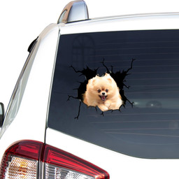 Pomeranian Crack Window Decal Custom 3d Car Decal Vinyl Aesthetic Decal Funny Stickers Cute Gift Ideas Ae10919 Car Vinyl Decal Sticker Window Decals, Peel and Stick Wall Decals
