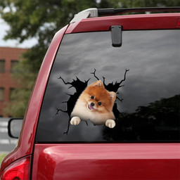 Pomeranian Crack Window Decal Custom 3d Car Decal Vinyl Aesthetic Decal Funny Stickers Cute Gift Ideas Ae10924 Car Vinyl Decal Sticker Window Decals, Peel and Stick Wall Decals 18x18IN 2PCS