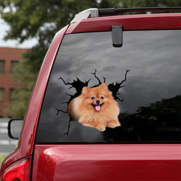 Pomeranian Crack Window Decal Custom 3d Car Decal Vinyl Aesthetic Decal Funny Stickers Cute Gift Ideas Ae10922 Car Vinyl Decal Sticker Window Decals, Peel and Stick Wall Decals 18x18IN 2PCS