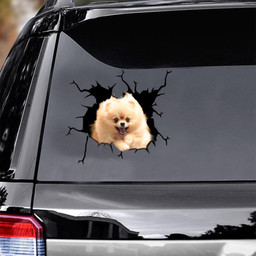 Pomeranian Crack Window Decal Custom 3d Car Decal Vinyl Aesthetic Decal Funny Stickers Cute Gift Ideas Ae10919 Car Vinyl Decal Sticker Window Decals, Peel and Stick Wall Decals