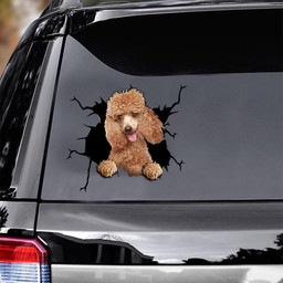 Poodle Dog Breeds Dogs Puppy Camellia Crack Window Decal Custom 3d Car Decal Vinyl Aesthetic Decal Funny Stickers Cute Gift Ideas Ae10935 Car Vinyl Decal Sticker Window Decals, Peel and Stick Wall Decals