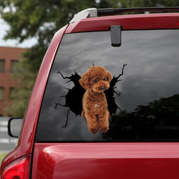 Poodle Dog Breeds Dogs Puppy Crack Window Decal Custom 3d Car Decal Vinyl Aesthetic Decal Funny Stickers Cute Gift Ideas Ae10939 Car Vinyl Decal Sticker Window Decals, Peel and Stick Wall Decals 18x18IN 2PCS