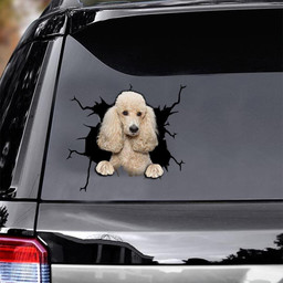 Poodle Dog Breeds Dogs Puppy Camellia Crack Window Decal Custom 3d Car Decal Vinyl Aesthetic Decal Funny Stickers Cute Gift Ideas Ae10936 Car Vinyl Decal Sticker Window Decals, Peel and Stick Wall Decals
