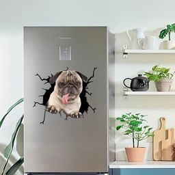 Pug Crack Window Decal Custom 3d Car Decal Vinyl Aesthetic Decal Funny Stickers Cute Gift Ideas Ae10949 Car Vinyl Decal Sticker Window Decals, Peel and Stick Wall Decals