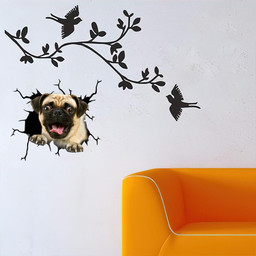 Pug Crack Window Decal Custom 3d Car Decal Vinyl Aesthetic Decal Funny Stickers Cute Gift Ideas Ae10951 Car Vinyl Decal Sticker Window Decals, Peel and Stick Wall Decals