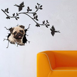 Pug Crack Window Decal Custom 3d Car Decal Vinyl Aesthetic Decal Funny Stickers Cute Gift Ideas Ae10947 Car Vinyl Decal Sticker Window Decals, Peel and Stick Wall Decals