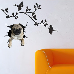Pug Crack Window Decal Custom 3d Car Decal Vinyl Aesthetic Decal Funny Stickers Cute Gift Ideas Ae10952 Car Vinyl Decal Sticker Window Decals, Peel and Stick Wall Decals