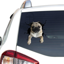 Pug Crack Window Decal Custom 3d Car Decal Vinyl Aesthetic Decal Funny Stickers Cute Gift Ideas Ae10952 Car Vinyl Decal Sticker Window Decals, Peel and Stick Wall Decals