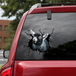 Pygmy Goat Crack Window Decal Custom 3d Car Decal Vinyl Aesthetic Decal Funny Stickers Cute Gift Ideas Ae10959 Car Vinyl Decal Sticker Window Decals, Peel and Stick Wall Decals 18x18IN 2PCS