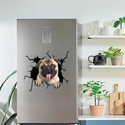 Pug Crack Window Decal Custom 3d Car Decal Vinyl Aesthetic Decal Funny Stickers Cute Gift Ideas Ae10954 Car Vinyl Decal Sticker Window Decals, Peel and Stick Wall Decals