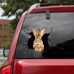 Rabbit Crack Window Decal Custom 3d Car Decal Vinyl Aesthetic Decal Funny Stickers Cute Gift Ideas Ae10977 Car Vinyl Decal Sticker Window Decals, Peel and Stick Wall Decals 18x18IN 2PCS