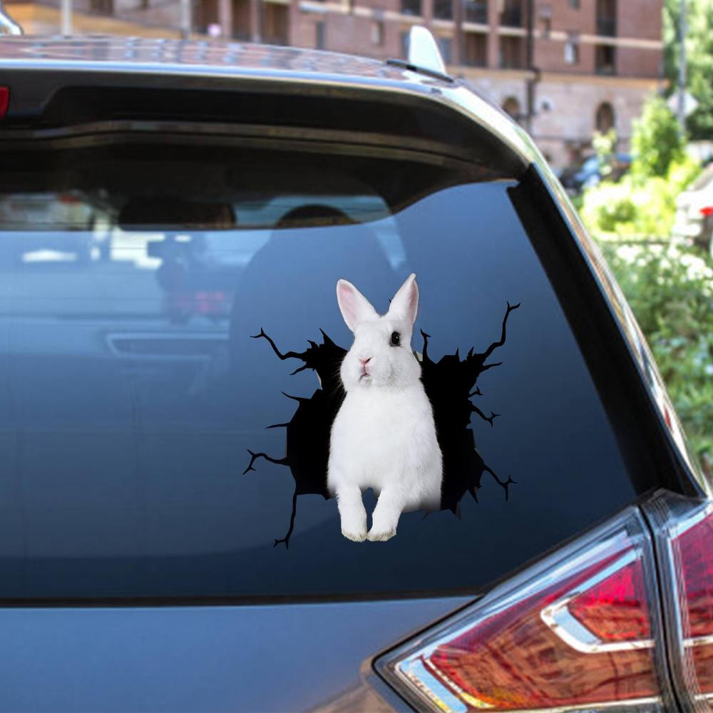Rabbit Crack Window Decal Custom 3d Car Decal Vinyl Aesthetic Decal Funny Stickers Cute Gift Ideas Ae10978 Car Vinyl Decal Sticker Window Decals, Peel and Stick Wall Decals 12x12IN 2PCS