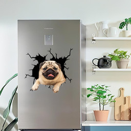 Pug Dog Crack Sticker Funny For Dog Lover Car Vinyl Decal Sticker Window Decals, Peel and Stick Wall Decals