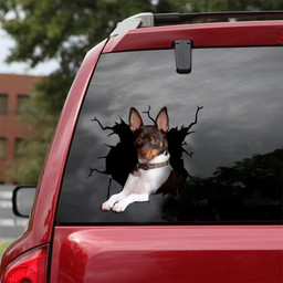 Rat Terrier Crack Window Decal Custom 3d Car Decal Vinyl Aesthetic Decal Funny Stickers Home Decor Gift Ideas Car Vinyl Decal Sticker Window Decals, Peel and Stick Wall Decals 18x18IN 2PCS