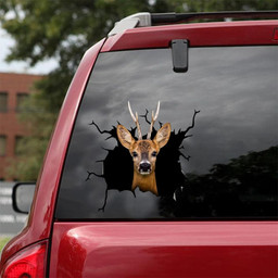 Roe Deer Crack Window Decal Custom 3d Car Decal Vinyl Aesthetic Decal Funny Stickers Cute Gift Ideas Ae10994 Car Vinyl Decal Sticker Window Decals, Peel and Stick Wall Decals 18x18IN 2PCS