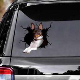 Rat Terrier Crack Window Decal Custom 3d Car Decal Vinyl Aesthetic Decal Funny Stickers Home Decor Gift Ideas Car Vinyl Decal Sticker Window Decals, Peel and Stick Wall Decals